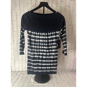 *NEW* OBEY Women's Small 100% Cotton Boatneck Top Shirt Tie Dye Navy